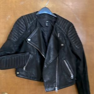 H&M genuine leather moto jacket size 10